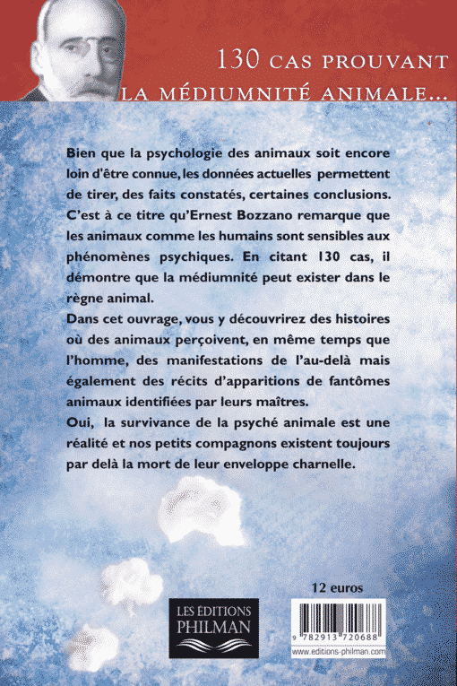 Livre les phénomènes métapsychiques des animaux de Ernest Bozzano